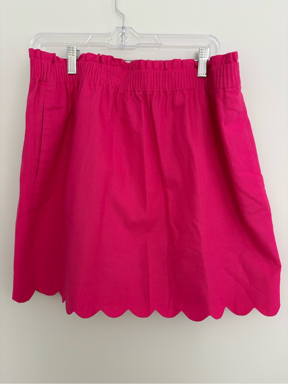J Crew Bright Pink Scallop Hem Sidewalk Skirt